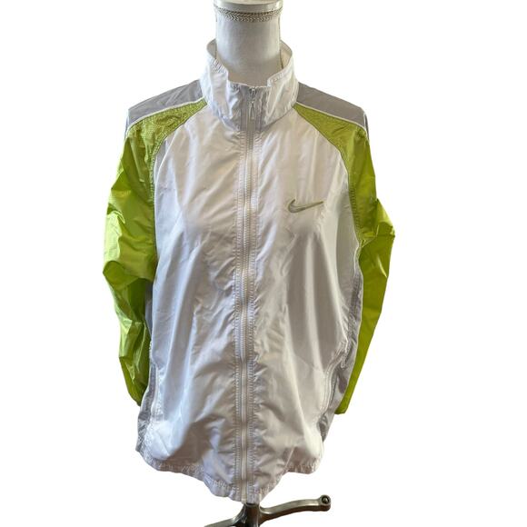 Vintage Ladies Nike Windbreaker Jacket White Green L - Picture 1 of 7